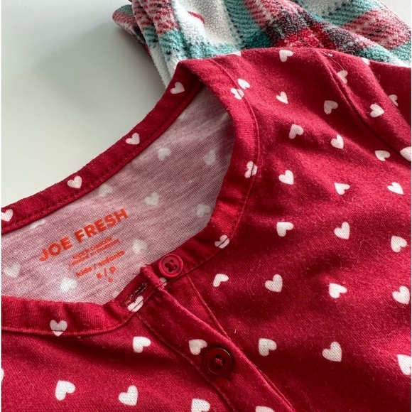 Girls fleece combo red hearts PJ set size 6Y by Joe Fresh - Picture 3 of 5